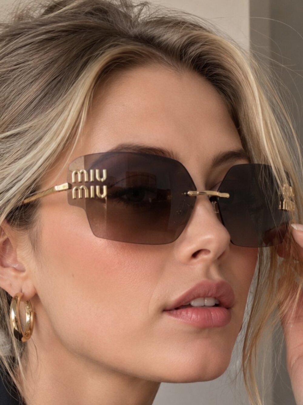 Auth Miu Miu Eyewear Runway rectangle-frame Sunglasses